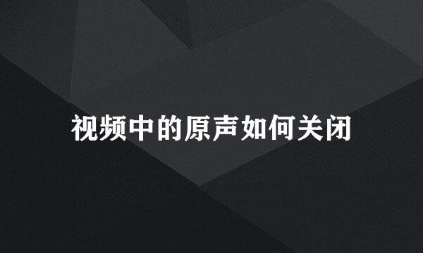 视频中的原声如何关闭