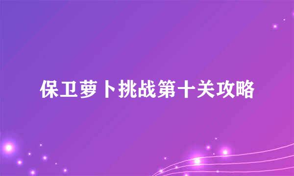 保卫萝卜挑战第十关攻略