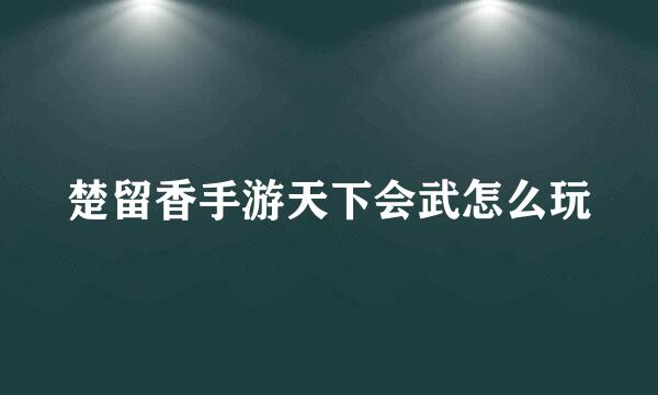 楚留香手游天下会武怎么玩