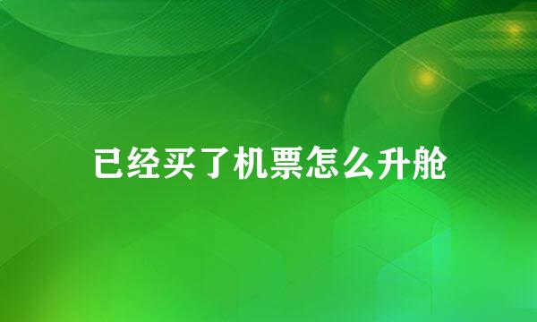 已经买了机票怎么升舱