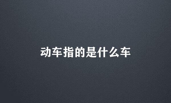 动车指的是什么车
