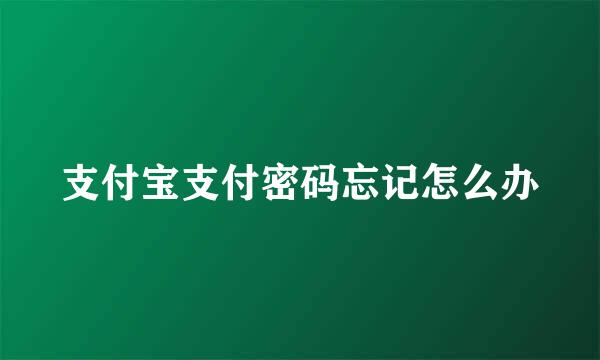 支付宝支付密码忘记怎么办