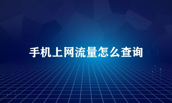 手机上网流量怎么查询