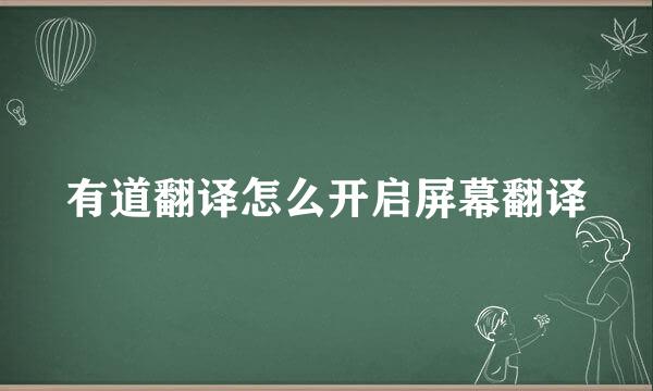 有道翻译怎么开启屏幕翻译