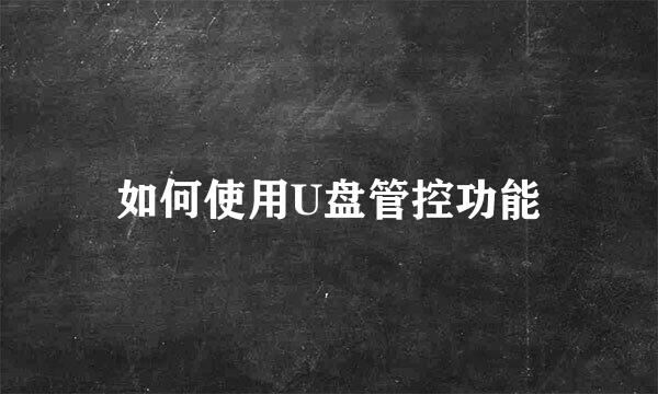 如何使用U盘管控功能