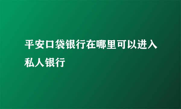 平安口袋银行在哪里可以进入私人银行