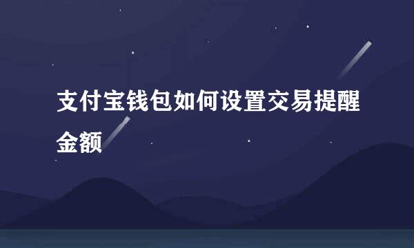 支付宝钱包如何设置交易提醒金额
