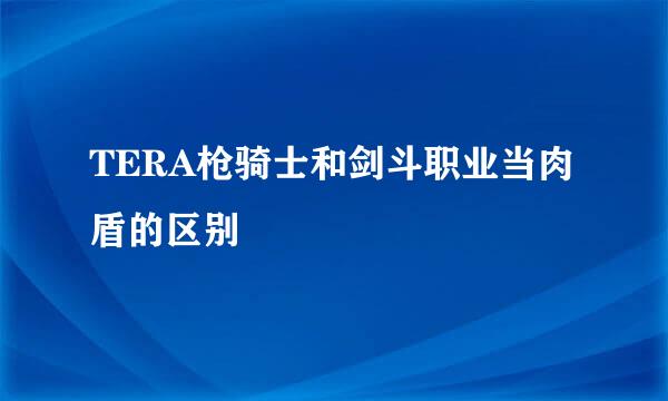 TERA枪骑士和剑斗职业当肉盾的区别