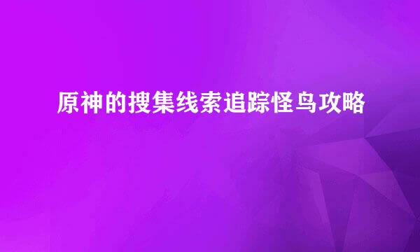 原神的搜集线索追踪怪鸟攻略