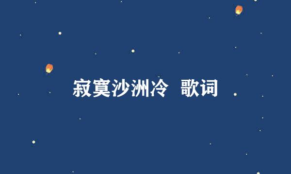 寂寞沙洲冷  歌词
