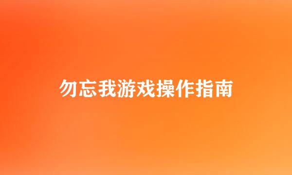 勿忘我游戏操作指南