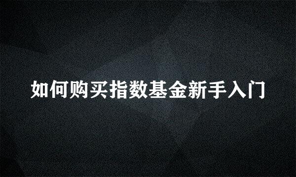 如何购买指数基金新手入门