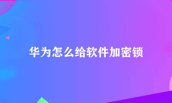 华为怎么给软件加密锁