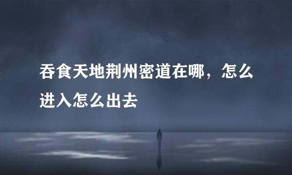吞食天地荆州密道在哪，怎么进入怎么出去
