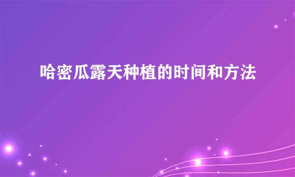 哈密瓜露天种植的时间和方法
