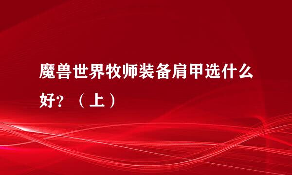 魔兽世界牧师装备肩甲选什么好？（上）