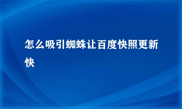 怎么吸引蜘蛛让百度快照更新快