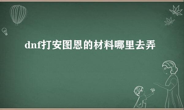 dnf打安图恩的材料哪里去弄