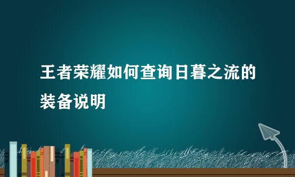 王者荣耀如何查询日暮之流的装备说明