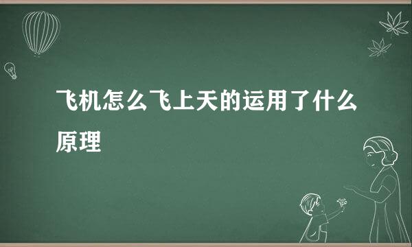 飞机怎么飞上天的运用了什么原理