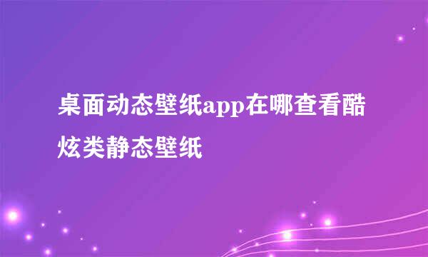 桌面动态壁纸app在哪查看酷炫类静态壁纸