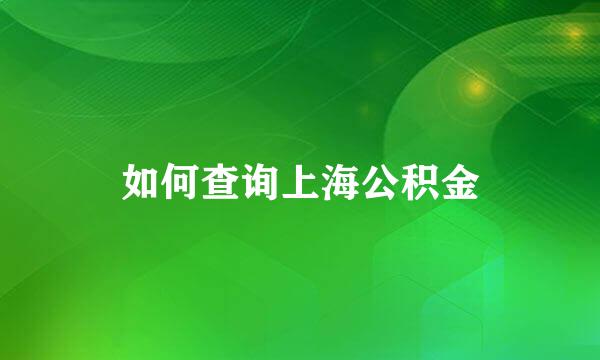 如何查询上海公积金