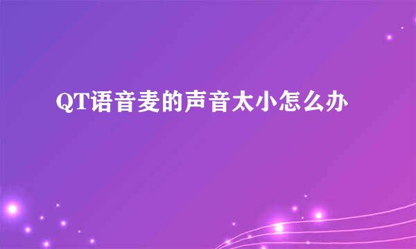QT语音麦的声音太小怎么办