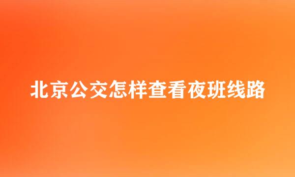 北京公交怎样查看夜班线路