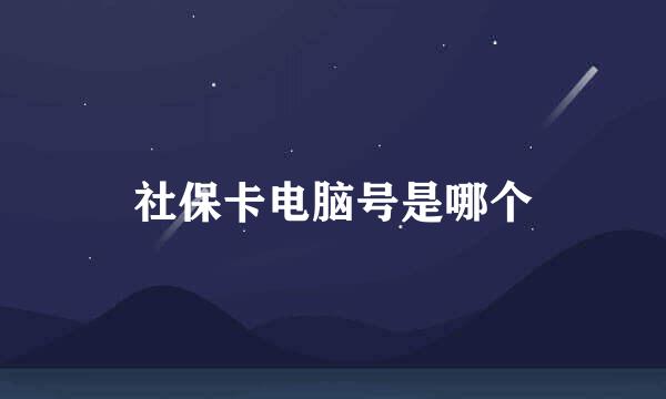 社保卡电脑号是哪个
