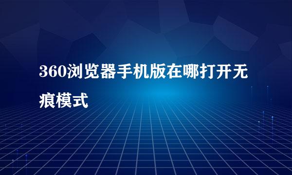 360浏览器手机版在哪打开无痕模式
