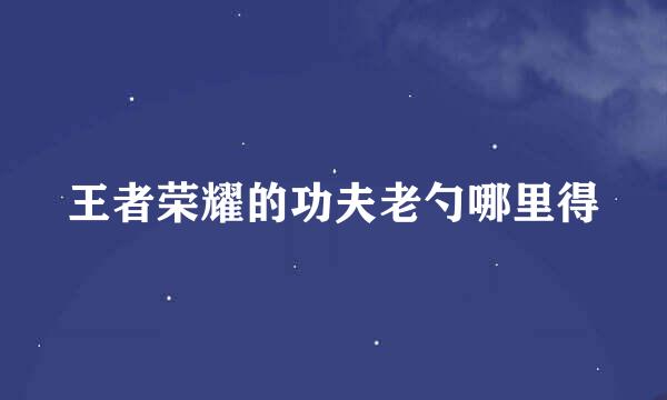 王者荣耀的功夫老勺哪里得