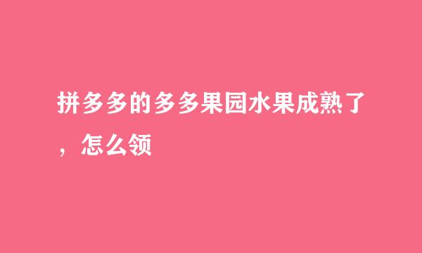拼多多的多多果园水果成熟了，怎么领