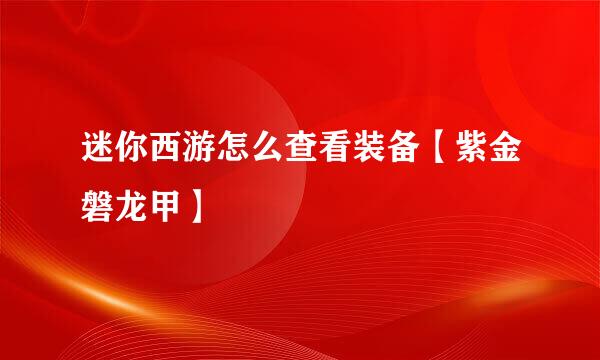 迷你西游怎么查看装备【紫金磐龙甲】