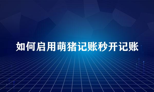 如何启用萌猪记账秒开记账