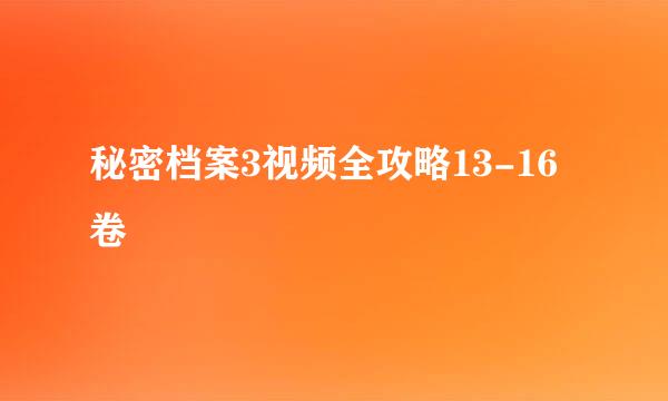 秘密档案3视频全攻略13-16卷
