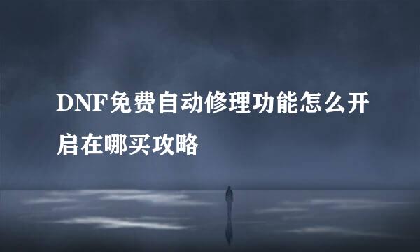 DNF免费自动修理功能怎么开启在哪买攻略