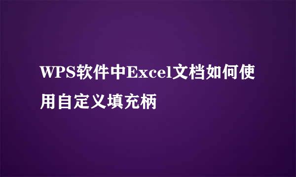 WPS软件中Excel文档如何使用自定义填充柄