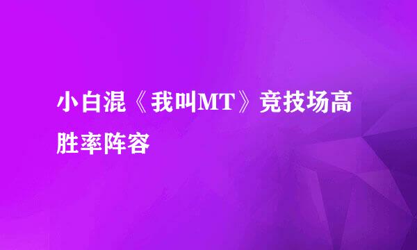 小白混《我叫MT》竞技场高胜率阵容