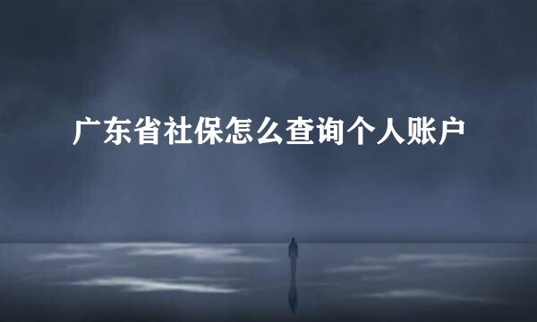 广东省社保怎么查询个人账户