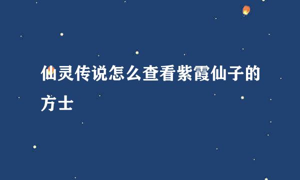 仙灵传说怎么查看紫霞仙子的方士
