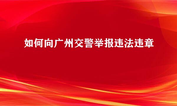 如何向广州交警举报违法违章