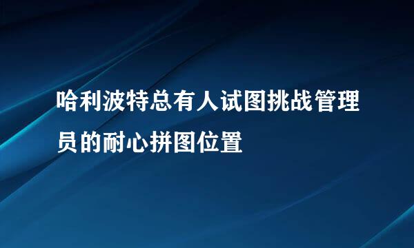 哈利波特总有人试图挑战管理员的耐心拼图位置