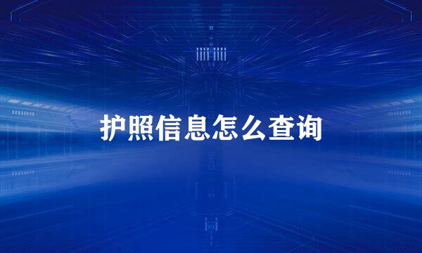 护照信息怎么查询