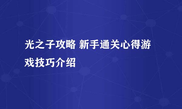 光之子攻略 新手通关心得游戏技巧介绍