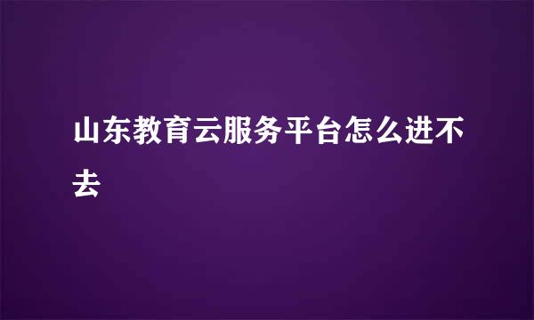 山东教育云服务平台怎么进不去