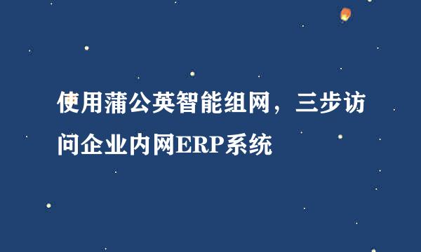 使用蒲公英智能组网，三步访问企业内网ERP系统