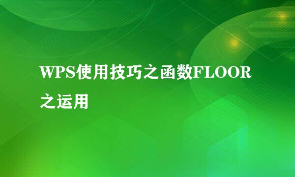 WPS使用技巧之函数FLOOR之运用