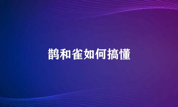 鹊和雀如何搞懂
