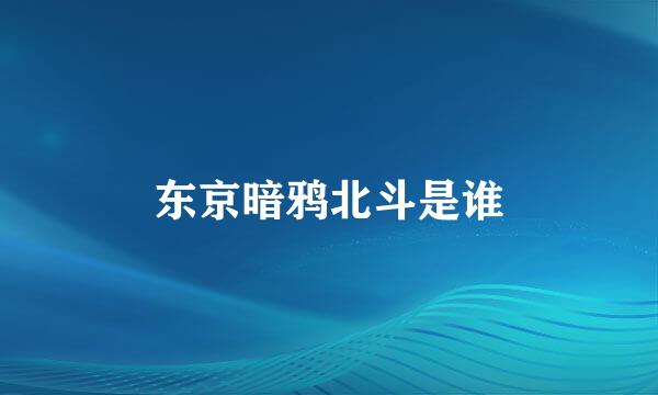 东京暗鸦北斗是谁