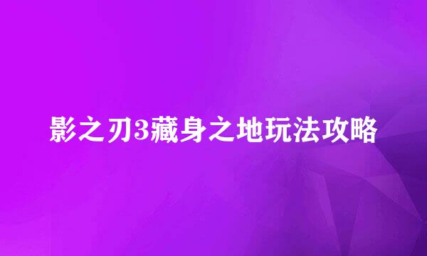 影之刃3藏身之地玩法攻略